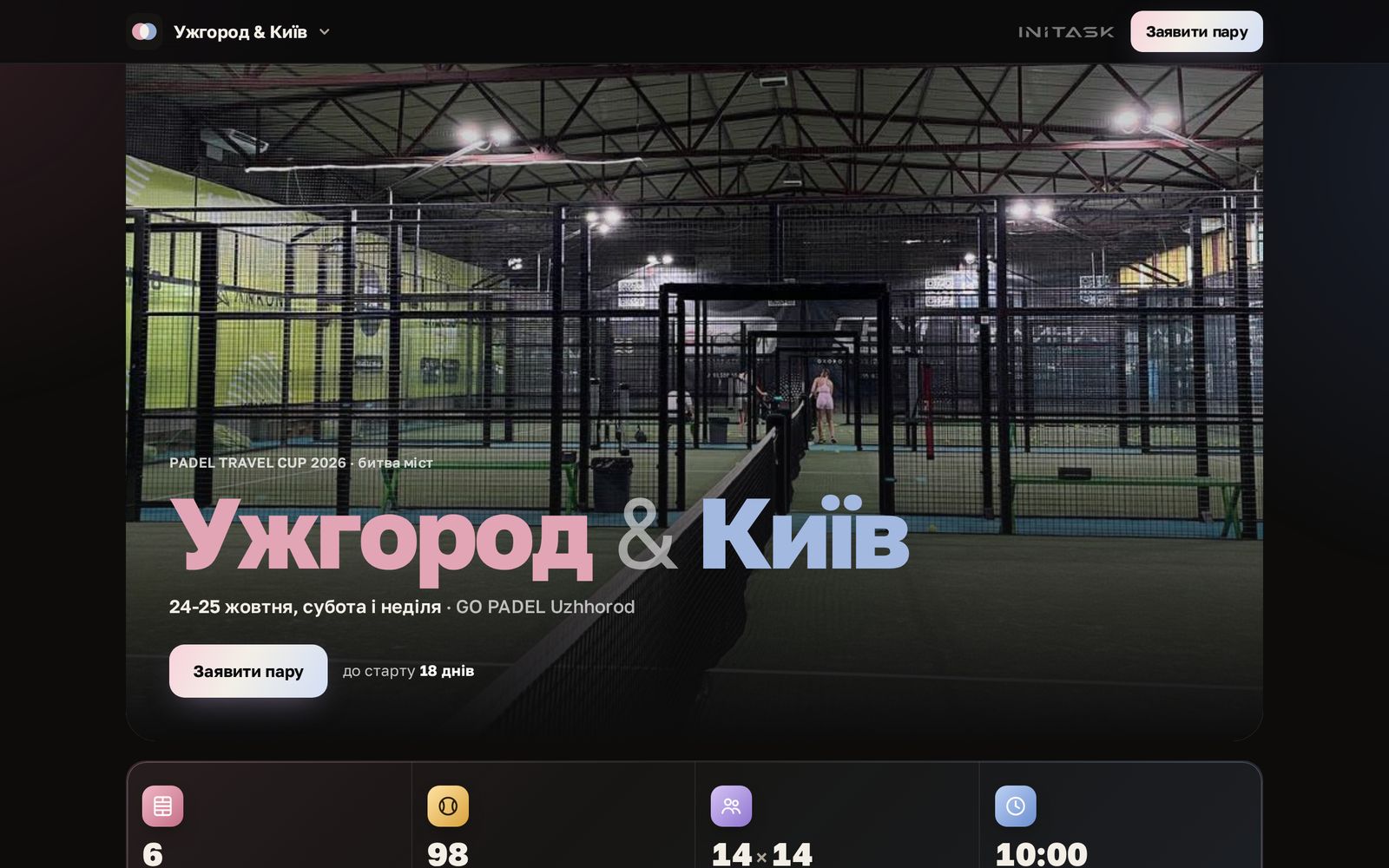 Сторінка турніру Ужгород і Київ